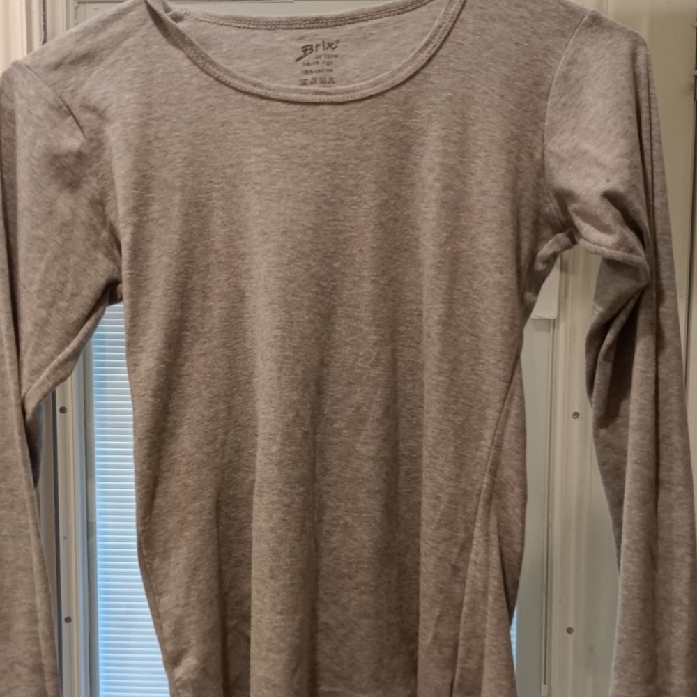 Kids Brix Gray Long Sleeved Shirt, Size 14-16